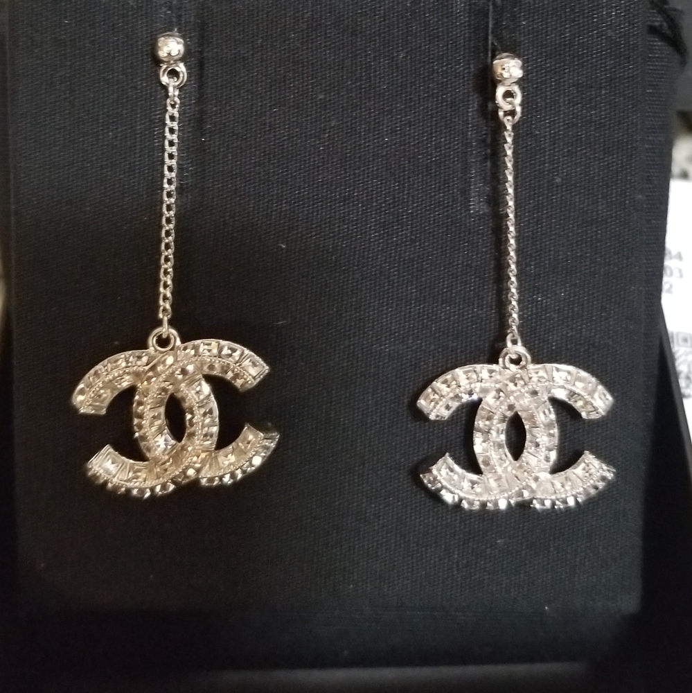 SOLD!!! Baguette Christal CC XL dangle earrings - Picture 5 of 17